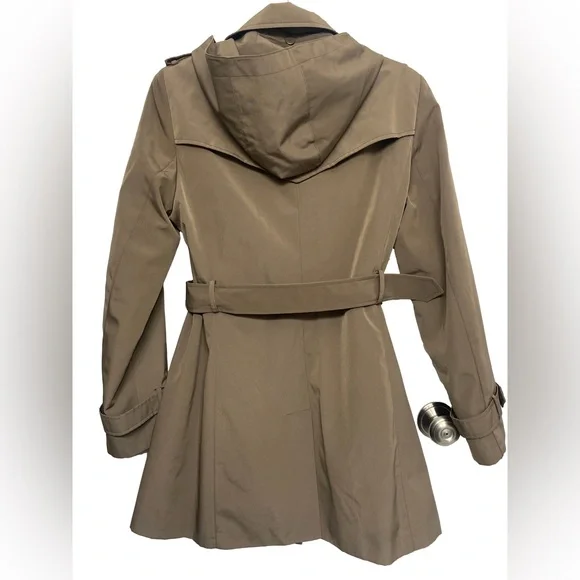 Calvin Klein Double-Breasted Hooded Trench Coat with Wool-Blend Liner - Picture 2 of 11